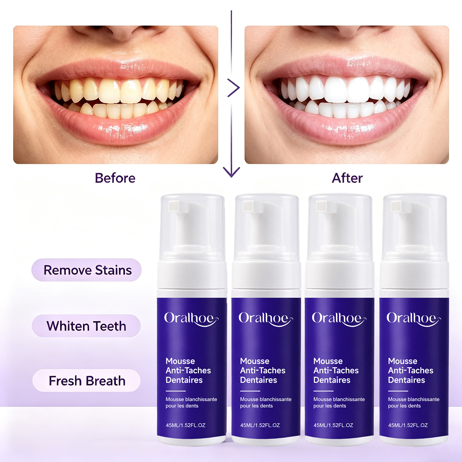 Teeth Whitening Routine - Фиолетовая пенящаяся зубная паста для отбеливания