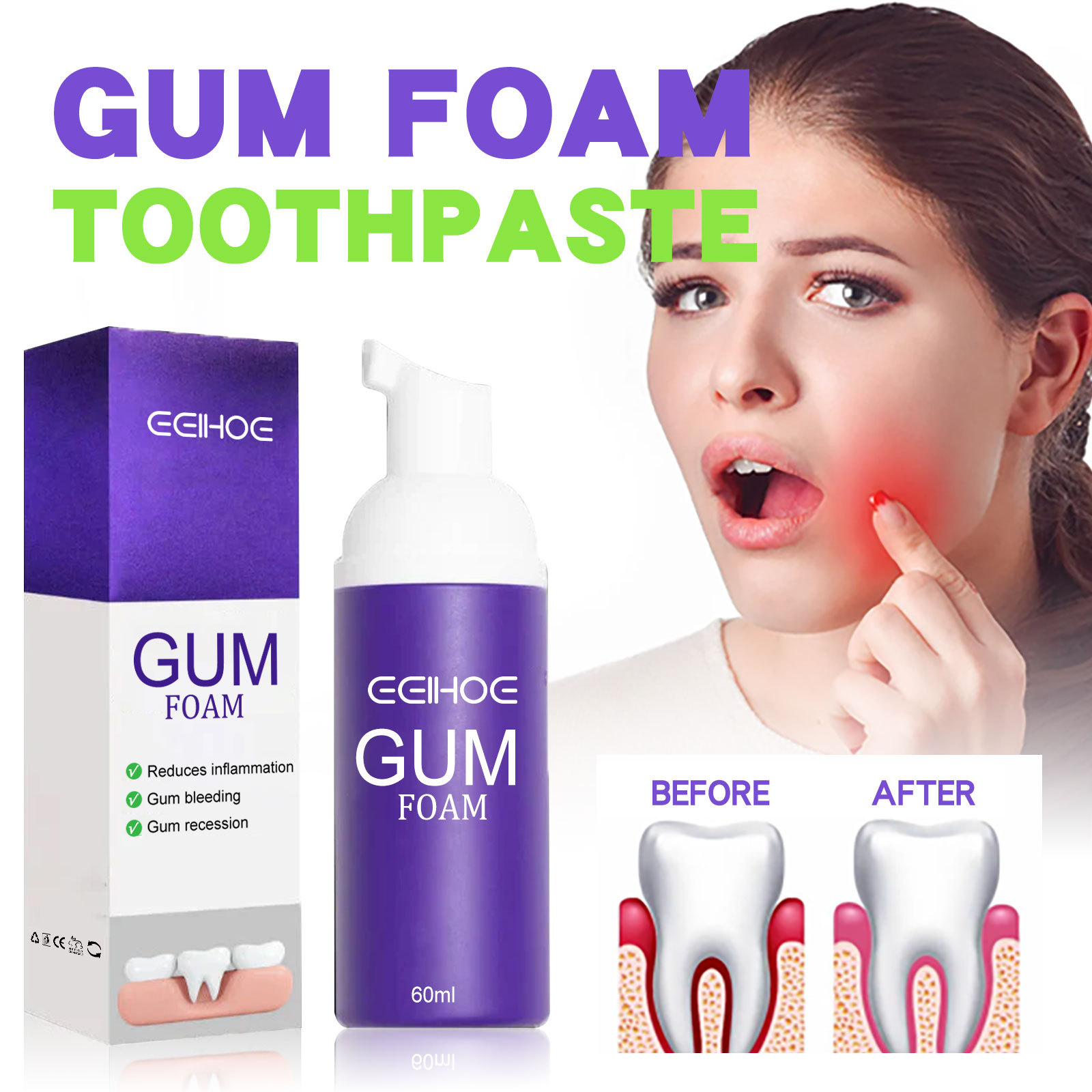 60 мл мусс для отбеливания зуб – обзор и цена Teeth Whitening Toothpaste
